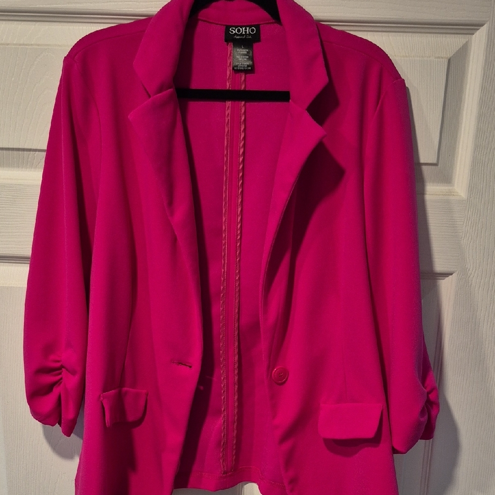 SOHO Bright Fuchsia Open-Front Blazer Jacket